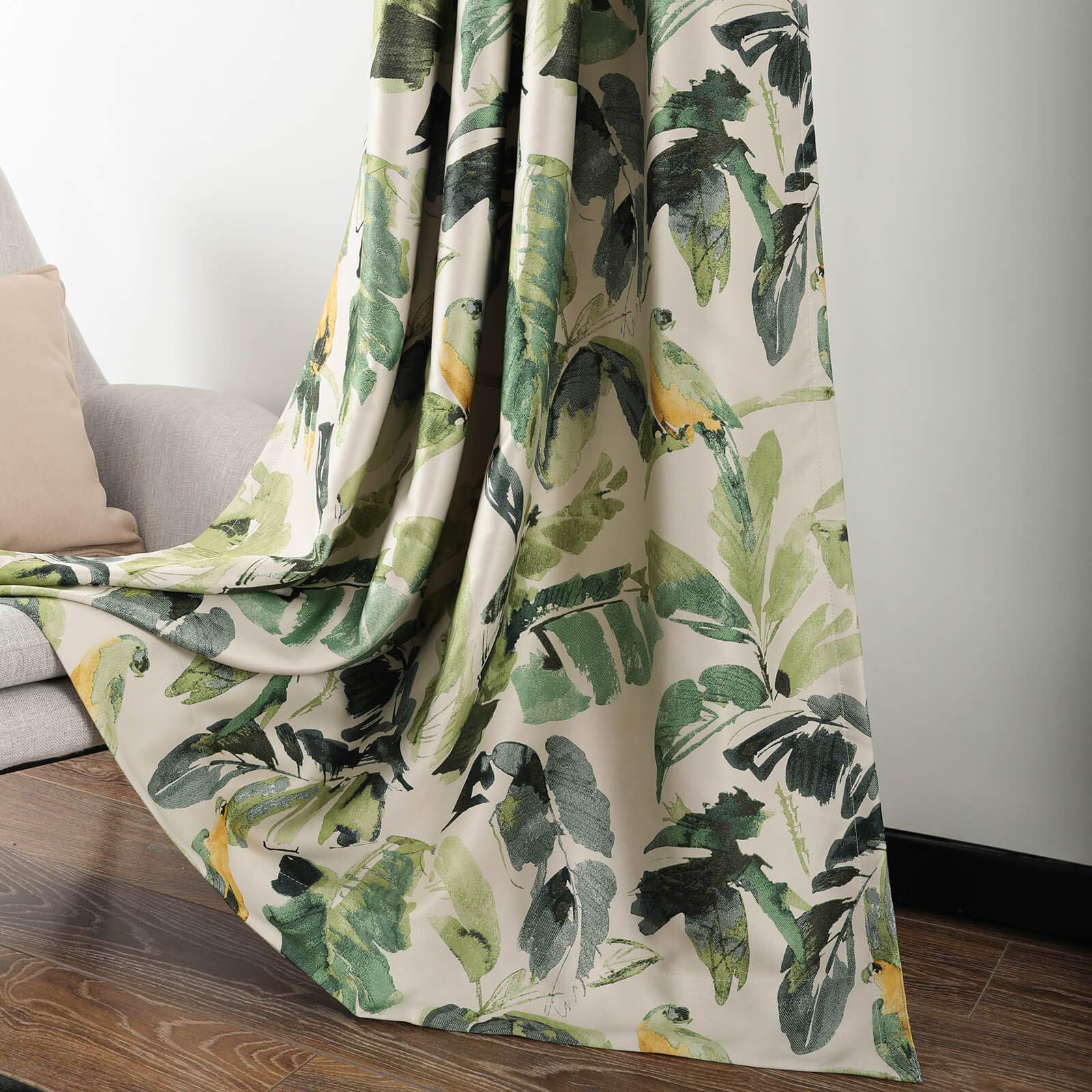 Leeva Linen Blackout Curtains for Dining Room, Thermal Insulated Trees Pattern Print Window Treatment Darkening Curtains for Liv