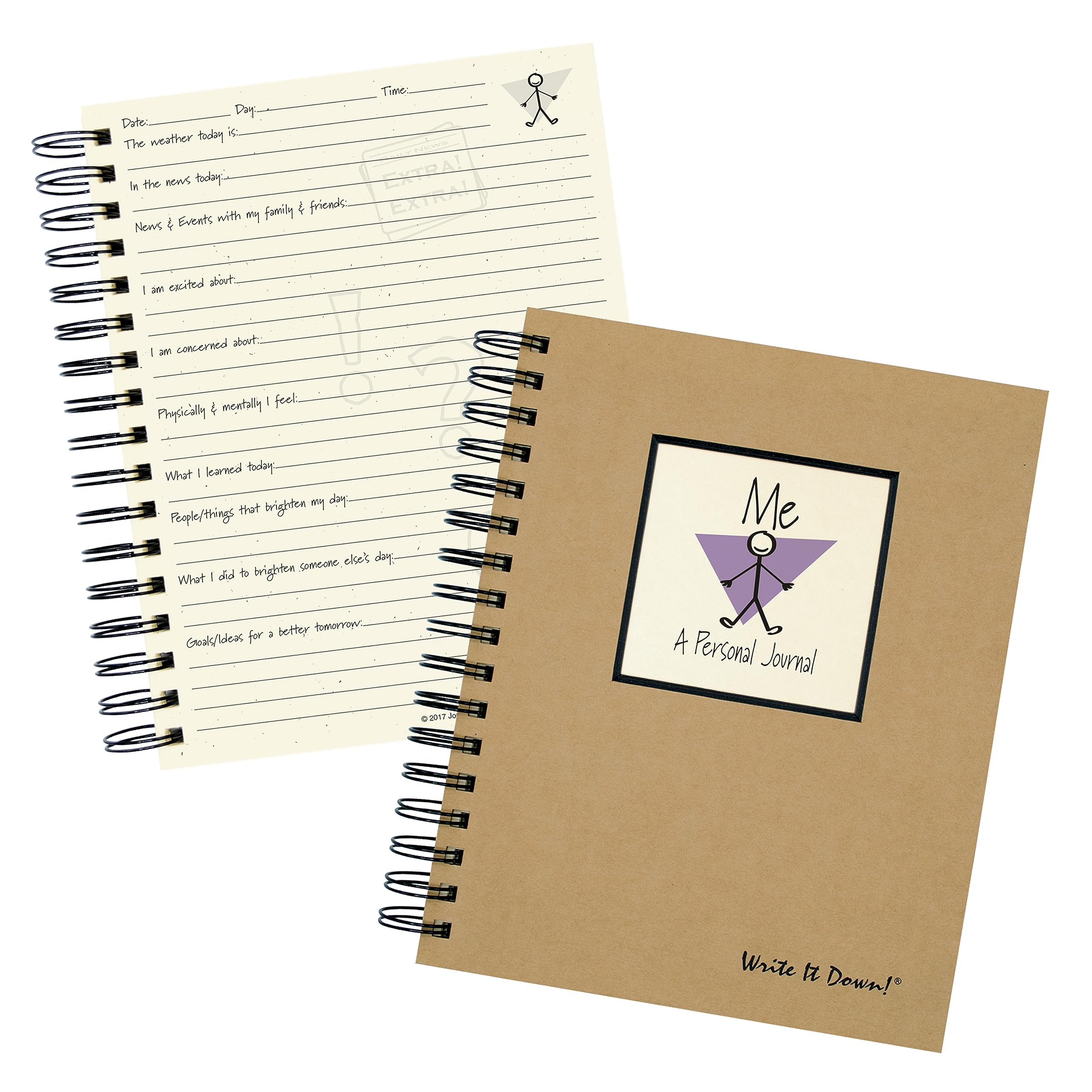 Write It Down Series By Journals Unlimited, Guided Journal, Me, A Personal Journal, Full-Size 7.5'X 9', Kraft Hard Cover, Made