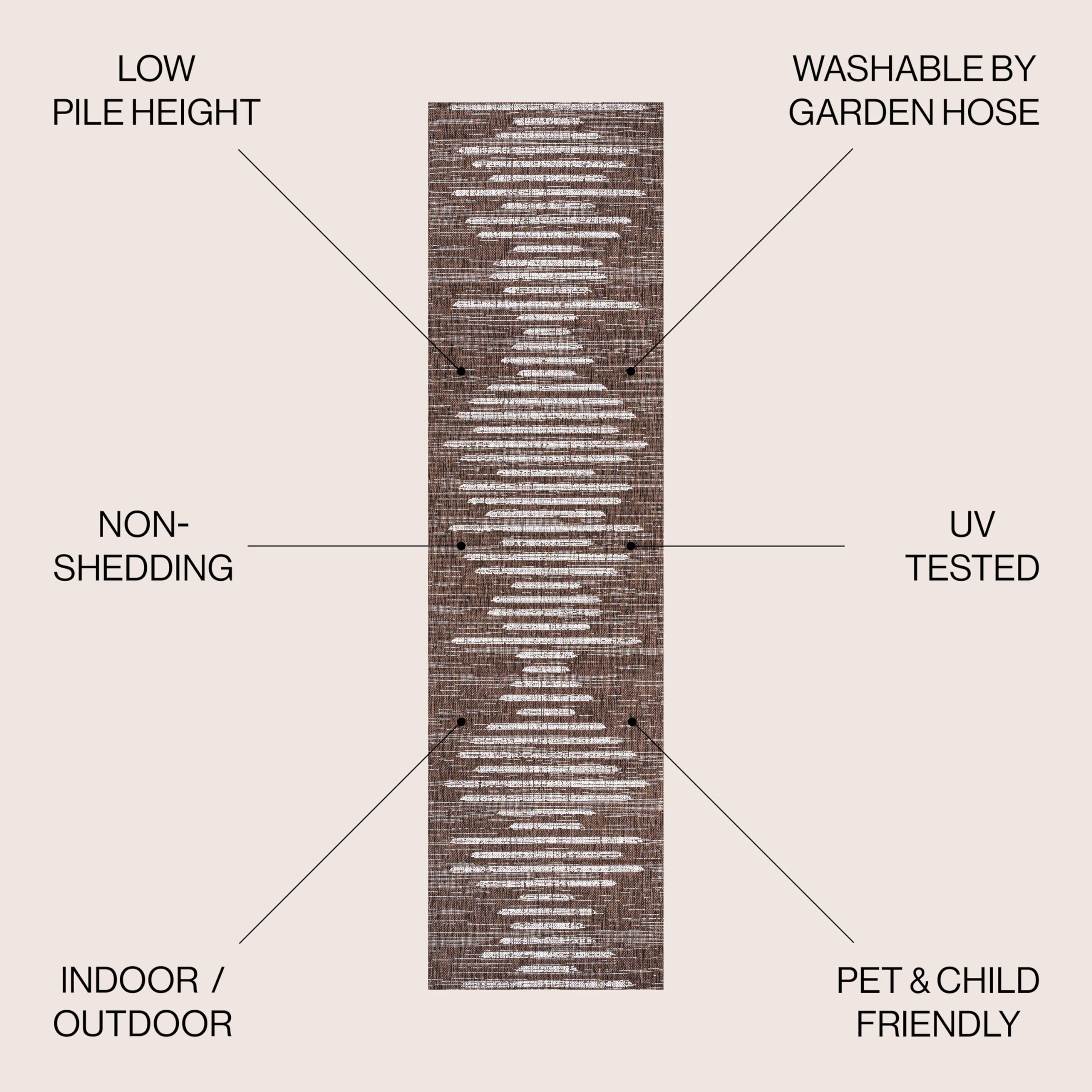 Jonathan Y Smb124B-210 Zolak Berber Stripe Geometric Indoor Outdoor Area Rug Bohemian Contemporary Easy Cleaning Bedroom Kitchen Backyard Patio Non Shedding, 2 X 10, Brown/Beige
