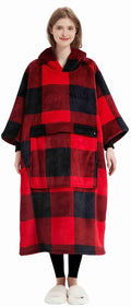Kfubuo Wearable Blanket Hoodie For Adult Long Sherpa All Patterns Red Plaid Oversized Hoodie Sweatshirt Blanket Ideas