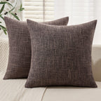MIULEE Burlap Linen Throw Pillow Covers 24x24 Inch Dark Coffee Decorative Pillow Covers Modern Farmhouse Pillowcases Soft Accent