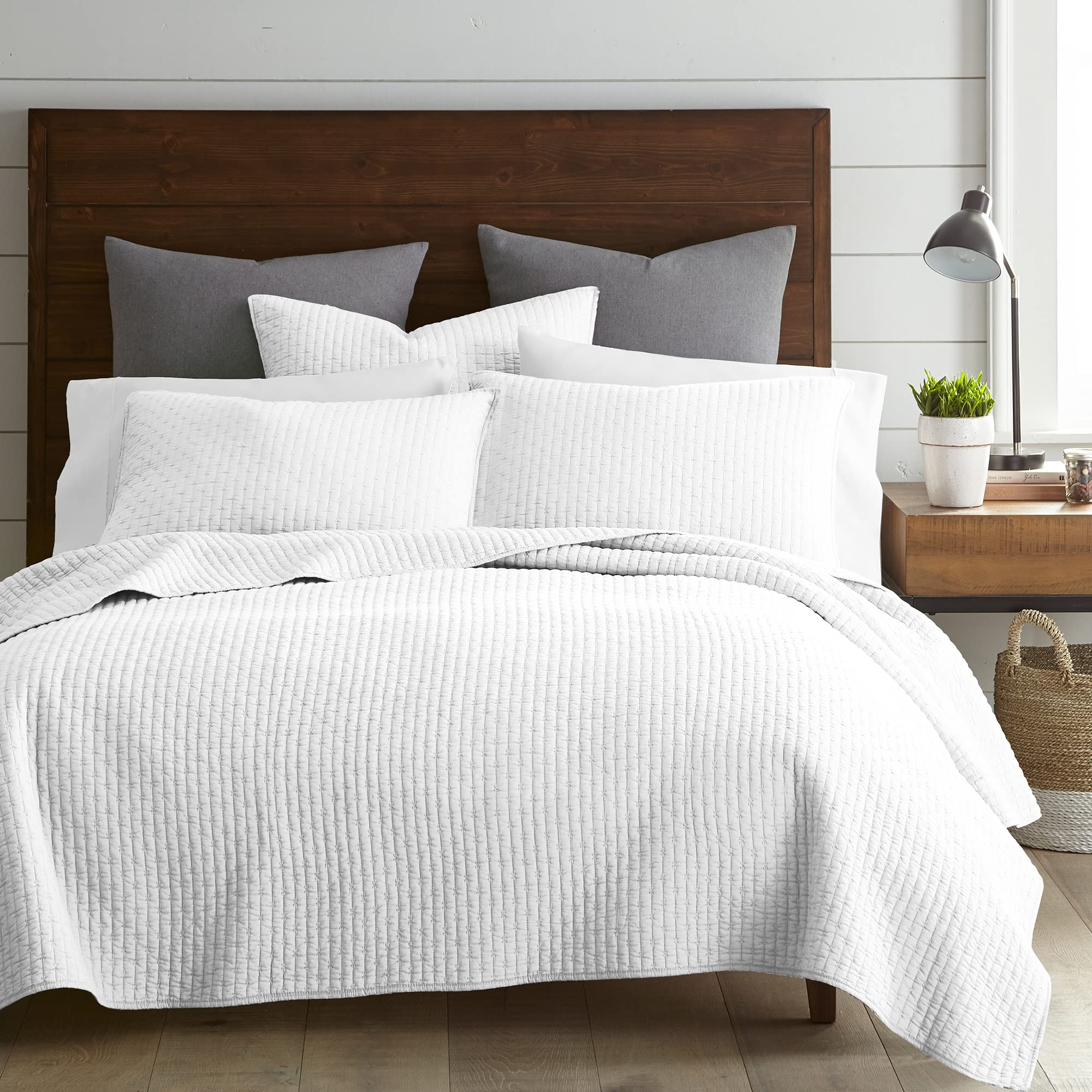 Levtex Home - Cross Stitch Bright White Quilt Set - 100% Cotton - Twin/Twin Xl Quilt (68X86In.) + 1 Standard Sham (26X20In.) - R