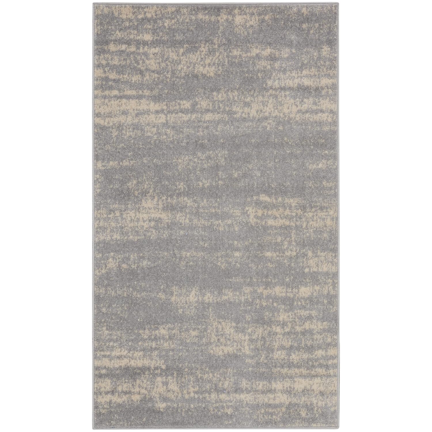 Nourison Essentials Indoor/Outdoor Solid Abstract Grey/Beige 3 x 5 Area Rug, Easy Cleaning, Non Shedding, Bed Room, Living Roo