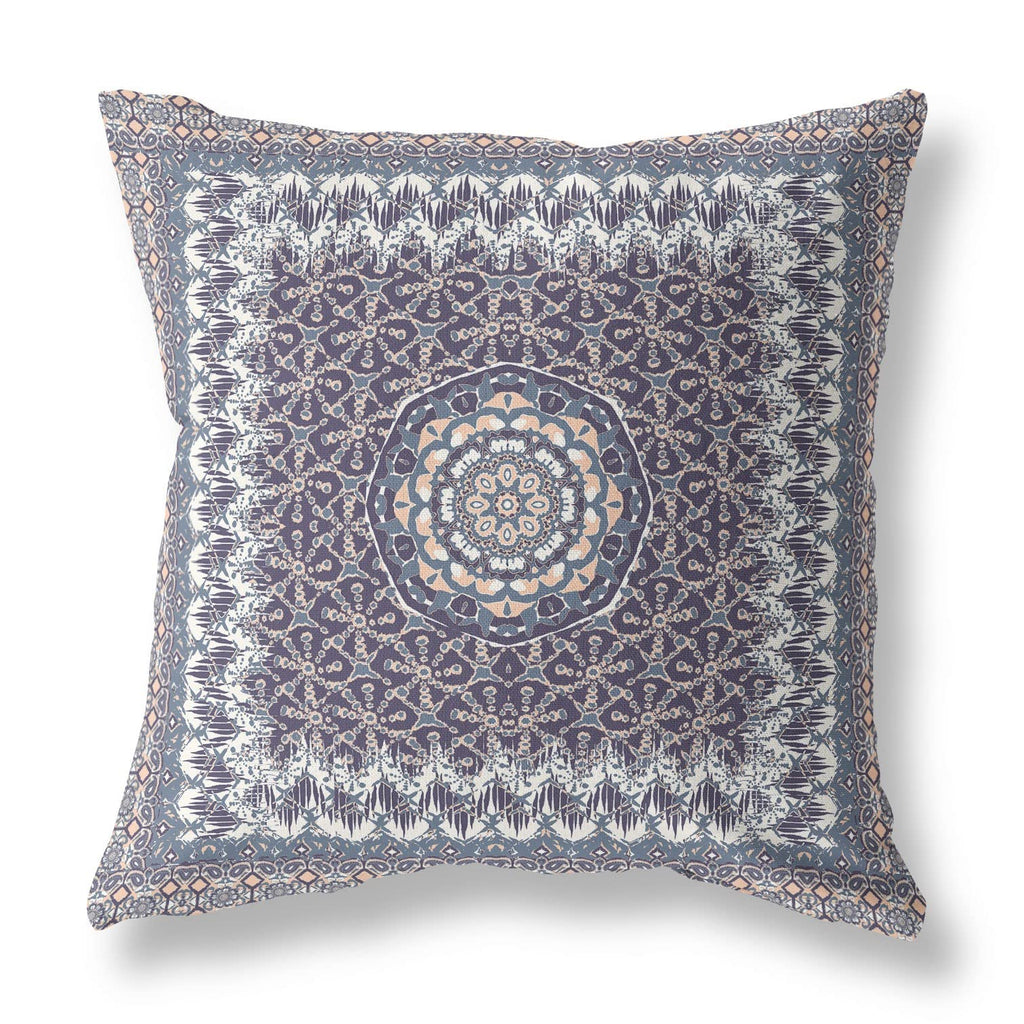 HomeRoots Indigo Peach Broadcloth 28â€ Gray Peach Holy Floral Indoor Outdoor Throw Pillow
