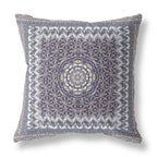 HomeRoots Indigo Peach Broadcloth 28â€ Gray Peach Holy Floral Indoor Outdoor Throw Pillow
