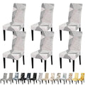 Jqinhome White Chair Covers For Dining Room Set Of 6, High Stretch Removable Washable Parsons Chair Slipcover For Home Party Hotel Wedding Ceremony (6Pcs, Geometric)