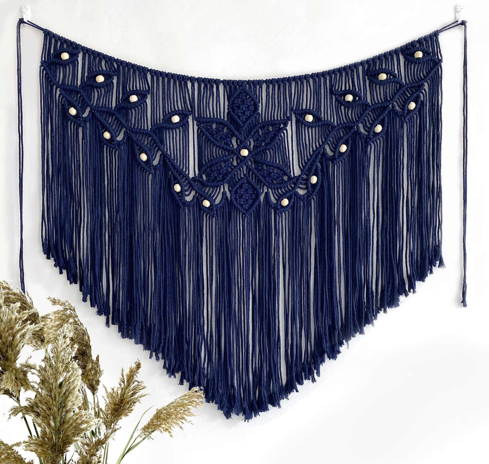 Youngeast Home Decor Leaf Shape Macrame Wall Hanging Woven Tapestry Bedroom Curtain Fringe Garland Banner Living Room Wall Decor