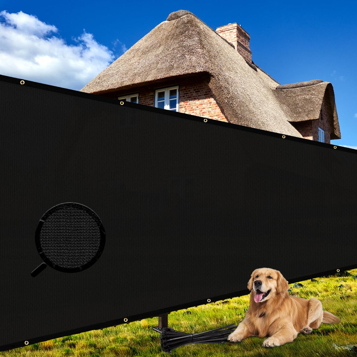 Shade&Beyond 6'X37' Customized Size Privacy Screen Fence Black 170 Gsm Fencing Mesh Shade Net Cover For Wall Garden Yard Backyar