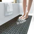 Kuber Industries 2 Pcs PVC Anti Skid Check Bath Mat for Wash Room with Foot Scrubber | Bath Room Rectangle Shower Mat Drain Hole