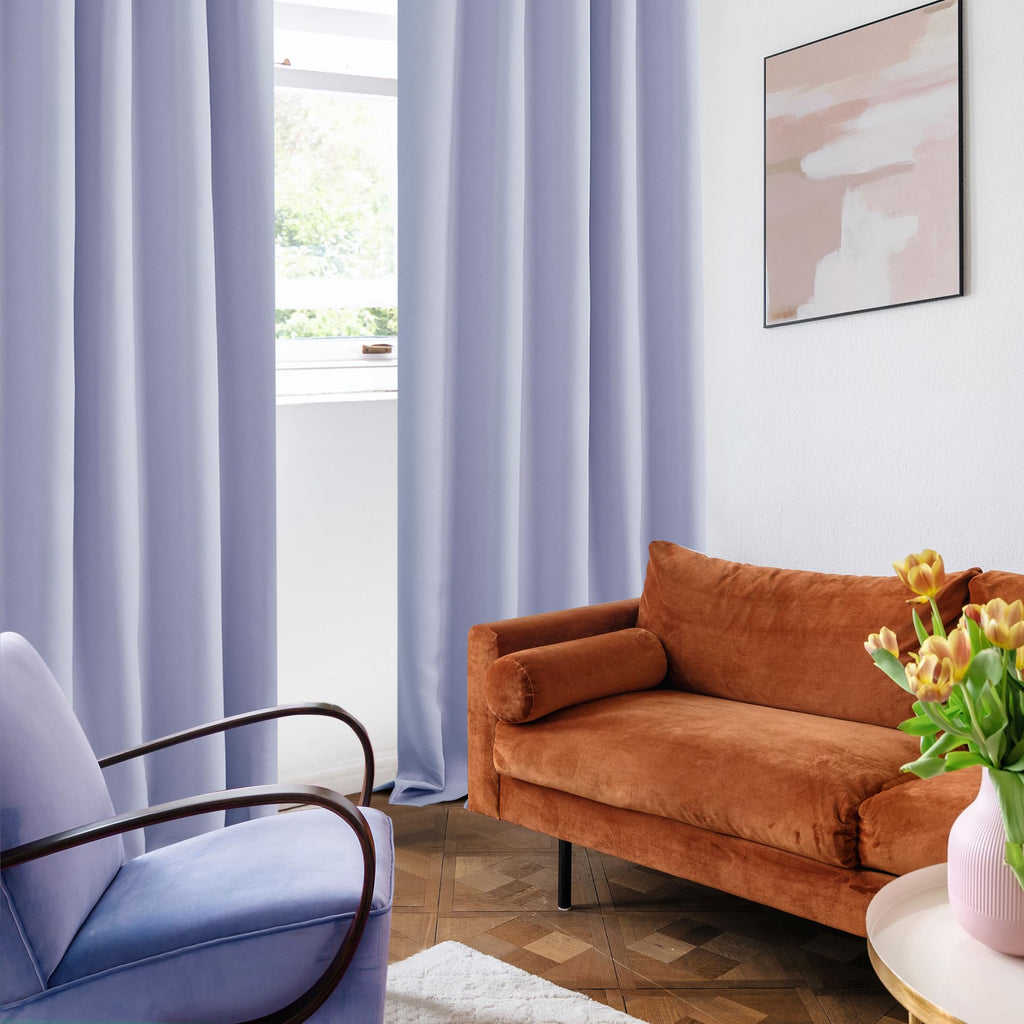 Deconovo Rod Pocket And Back Tab Blackout Curtains For Living Room Thermal Insulated Room Darkening Curtains 42Wx95L Inch Light Purple 2 Panels