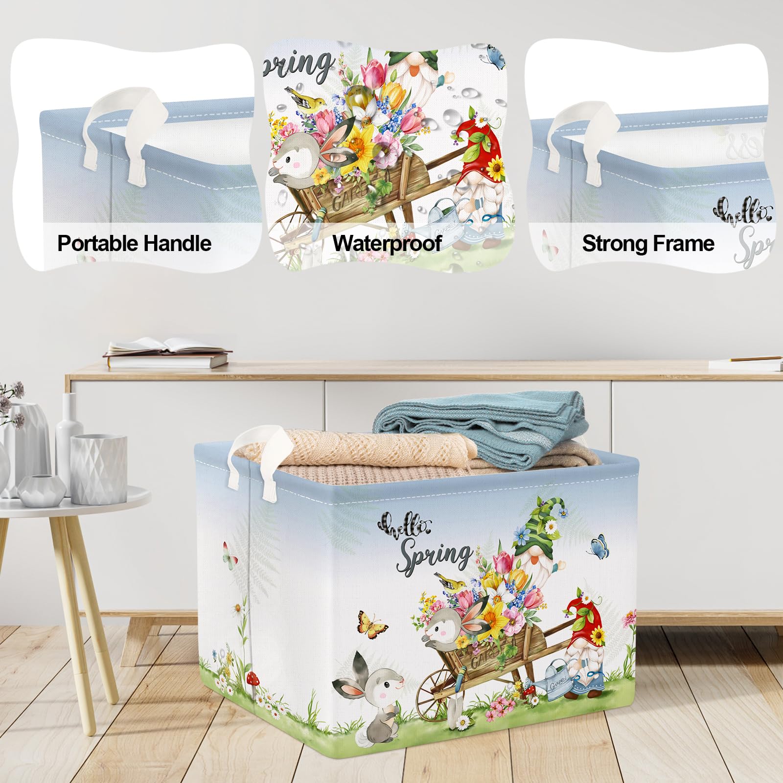 Clastyle Rectangle Butterfly Bird Flower 4Th July Gift Basket Daisy Sunflower Violet Tulip Shelf Basket Garden Truck Gnome Bunny