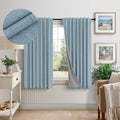 Dusty Blue Blackout Curtains for Nursery 54 Inch Length 2 Panel Chic Linen Look Short Thick Privacy Lightweight Grey Blue Light 