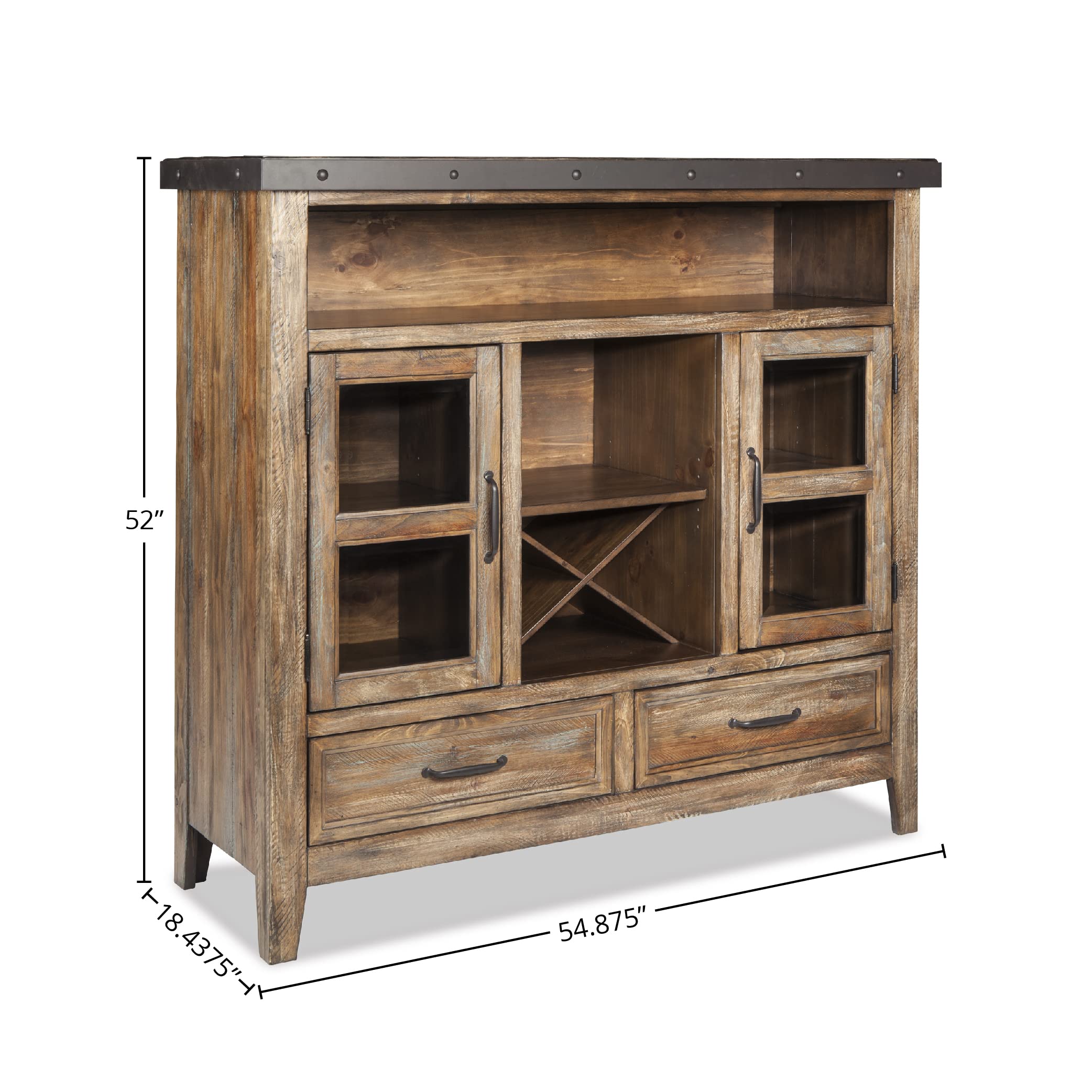 Intercon Taos 55" x 18" x 52" Pantry with 2 Drawers and Shelves, Canyon Brown Sideboard, Multi