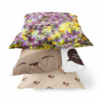 HomeRoots Pink Green Yellow 18' Purple Yellow Springtime Zippered Suede Throw Pillow