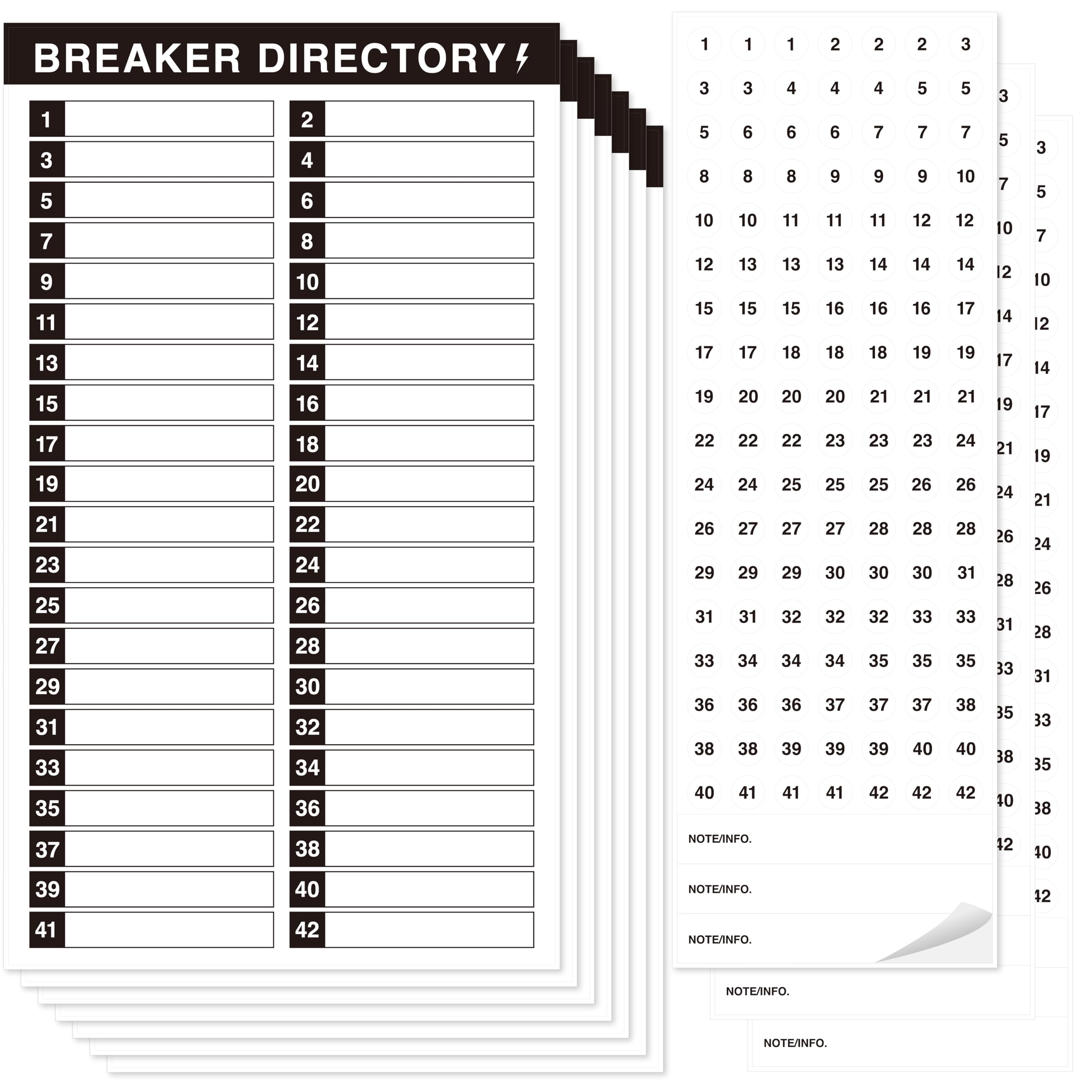 10 Sheets Breaker Panel Labels, 7 Breaker Catalog Stickers & 3 Number Stickers, Waterproof Durable Self-Adhesive Electrical Stic