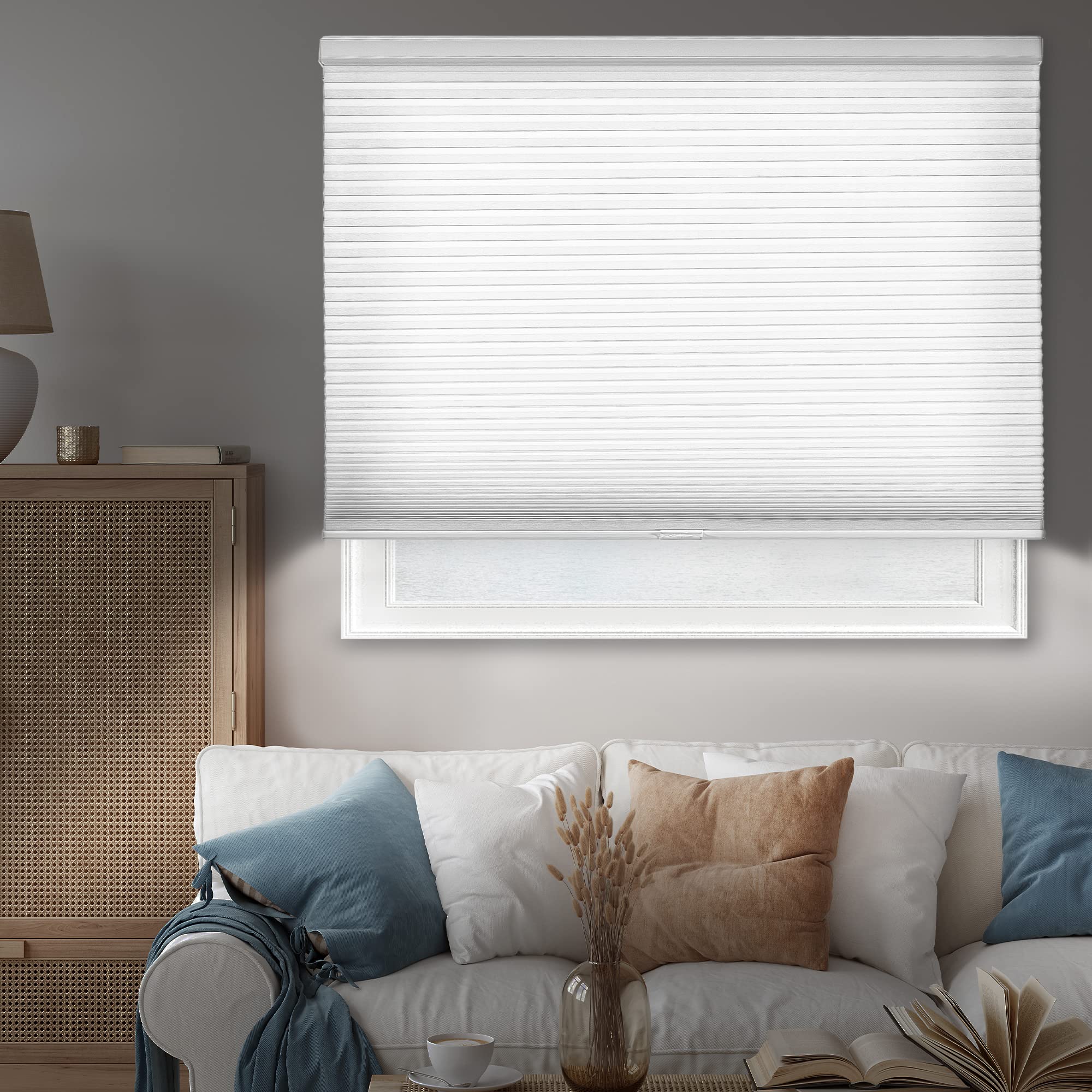 CHICOLOGY Cordless Cellular Shades Privacy Single Cell Window Blind, 29W X 72H, Evening Mist