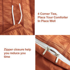 Avelom Terracotta Seersucker Duvet Cover Set Full Size (80 X 90 Inches), 3 Pieces (1 Duvet Cover + 2 Pillow Cases), Ultra Soft Washed Microfiber, Textured Duvet Cover With Zipper Closure, Corner Ties