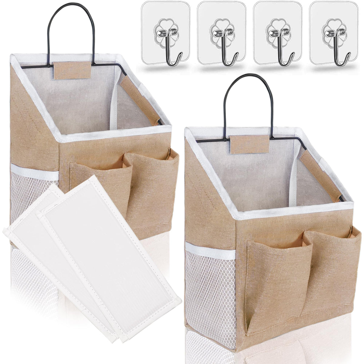 Kanrichu 2pcs Wall Hanging Baskets for Organizing, Wall Hanging Storage Bag as Over the Door Organizer, Wall File Organizer, Rv 