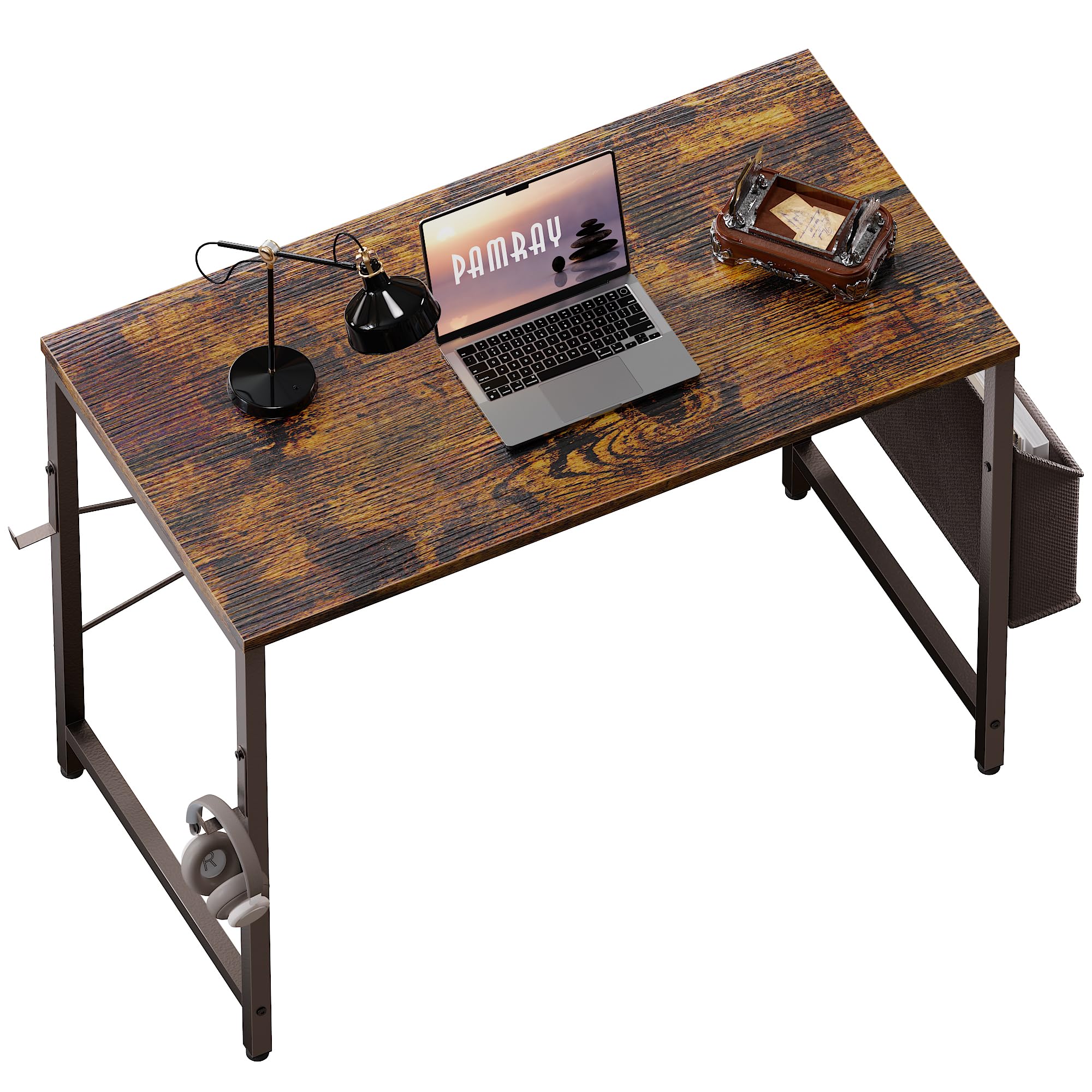 Pamray 32 Inch Computer Desk For Small Spaces With Storage Bag, Home Office Work Desk With Headphone Hook, Small Office Desk Study Writing Table
