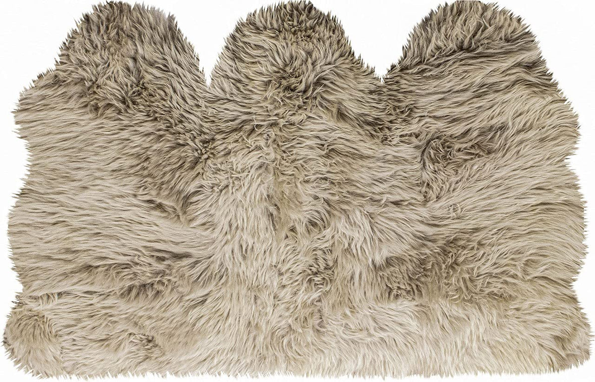 HomeRoots New Zealand Sheepskin, Microsuede 3' x 5' Taupe Natural Sheepskin Area Rug