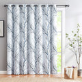 Fmfunctex Blue-White Sliding Door Blackout Curtain 100X84 Tree Branch Print Extra Wide Full Light Blocking Window Curtains For P