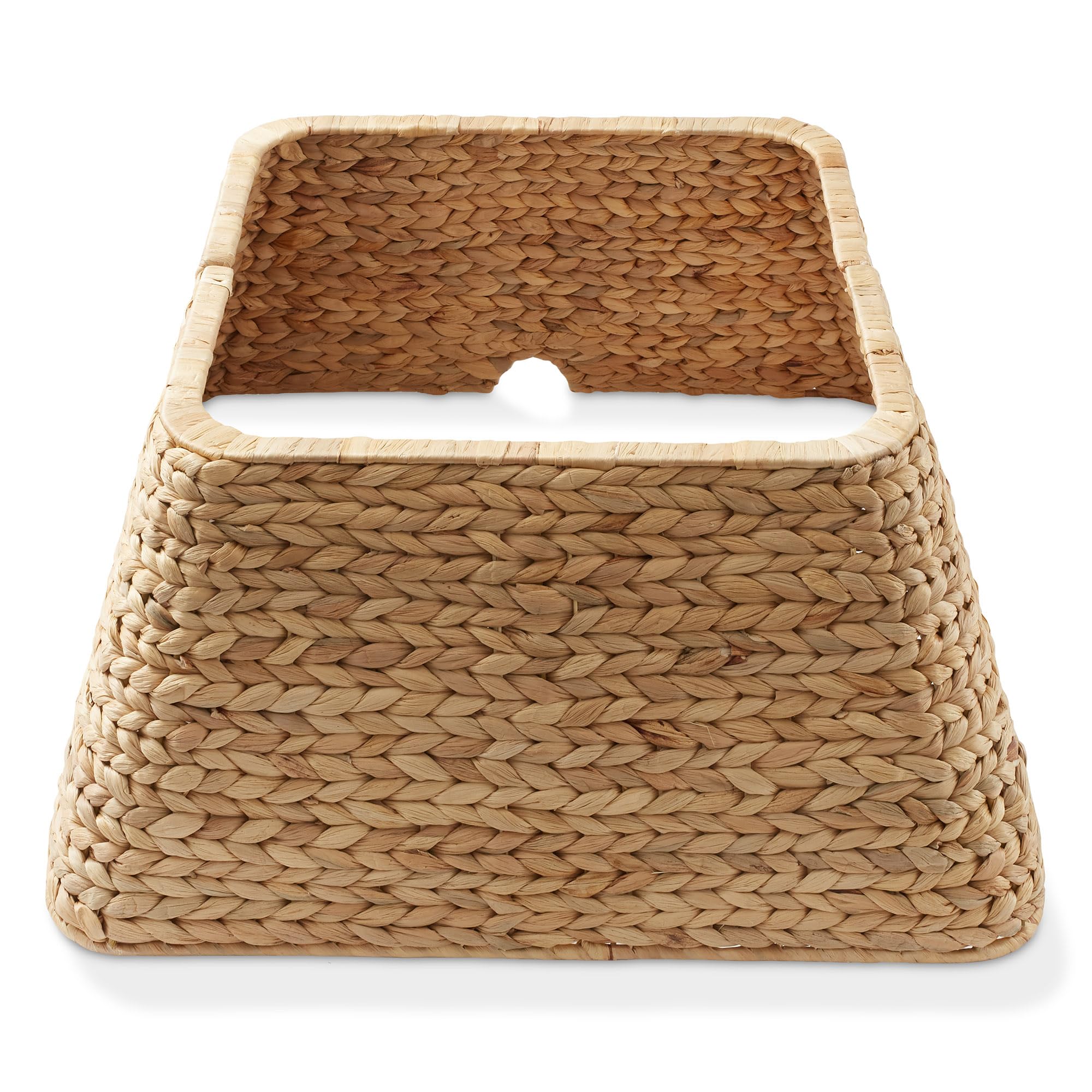 Casafield 22-Inch Christmas Tree Collar, Water Hyacinth Woven Tree Square Base Cover with Cord Cut Out, Espresso