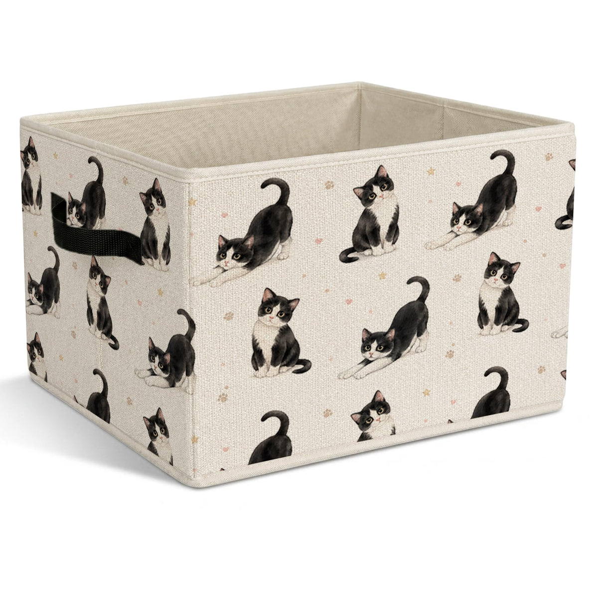 Yorhifa Funny Tuxedo Cat Storage Bins with Handles, Cat Lover Gifts Collapsible Laundry Basket Organizer for Bathroom Bedroom, B