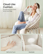 Songmics Hanging Chair, Hammock Chair With Large, Thick Cushion, Boho Swing Chair For Bedroom, Patio, Balcony, Garden, Holds Up To 264 Lb, Accessories Included, Cream White Ugdc042M01