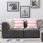 Pink And White Stripes Farmhouse Throw Pillow Covers 18X18 Inch Pillow Case Soft Cushion Pillow Covers Set Of 2 For Sofa Bedroom