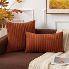 Kevin Textile Pack Of 2 Corduroy Soft Soild Decorative Rectangle Throw Pillow Covers Set Cushion Cases Pillowcases For Sofa Bedroom Car 12 X 20 Inch 30 X 50 Cm Rust