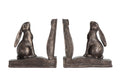 Creative Co-Op Decorative Rustic Resin Rabbit on Book Bookends, Bronze, Set of 2