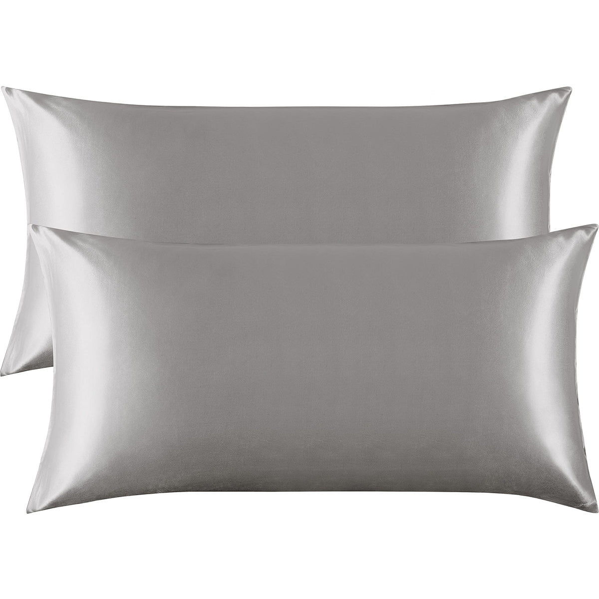 Flxxie 2 Pack Satin Pillowcases For Hair And Skin, Luxury Soft King (20X36 Inches) Silky Pillow Cases With Envelope Closure, Gre