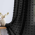 Pom Pom Black Boho Curtains 90 Inch Length For Living Room 2 Panels Back Tab Rod Pocket Transparency Neutral Country Rustic Farm