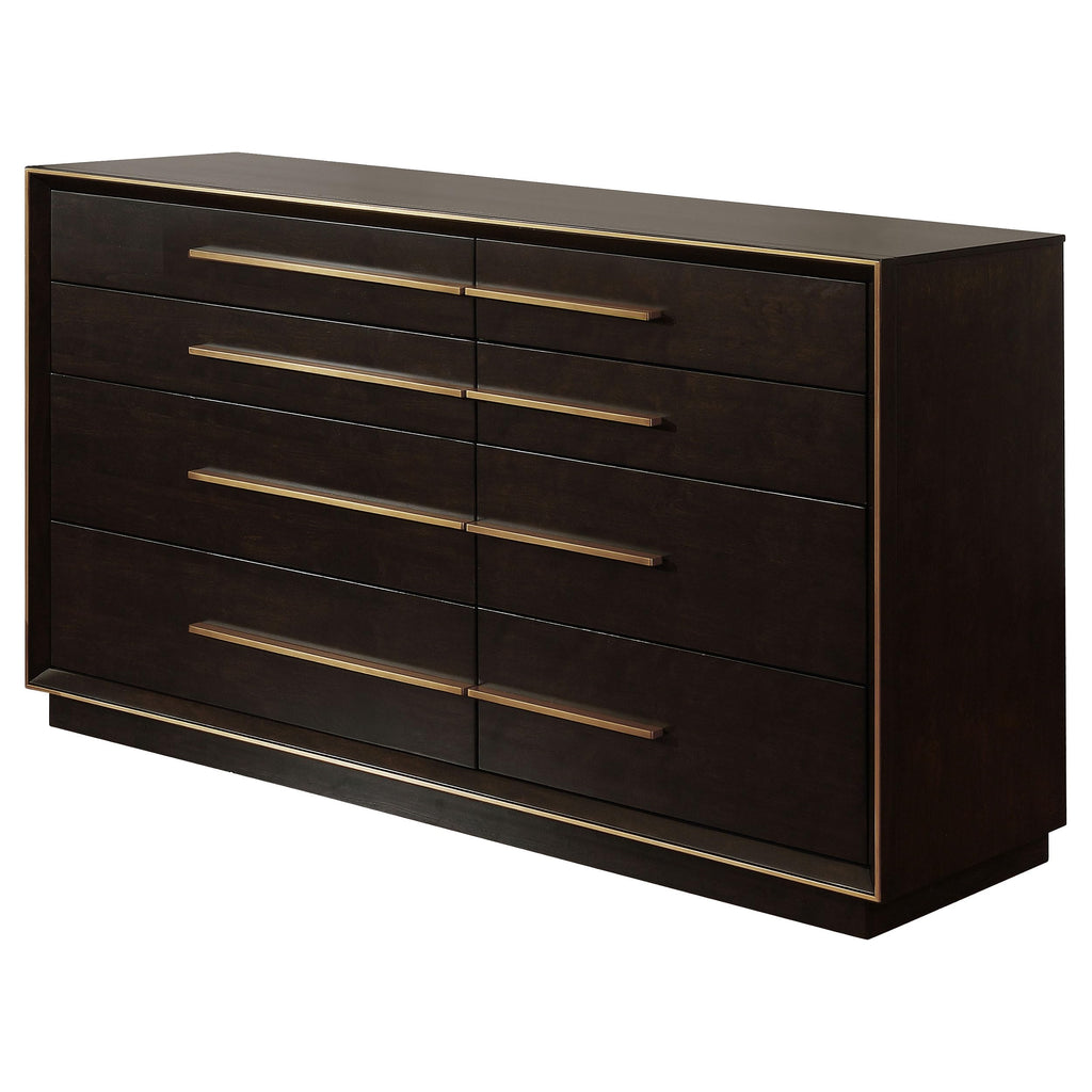 Coaster Home Furnishings Durango Contemporary 70-inch 8-Drawer Bedroom Dresser Clothing Storage Cabinet Wide Chest of Drawers Organizer Unit Smoked Peppercorn 223263