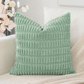 Otostar Corduroy Decorative Throw Pillow Covers 18X18 Inch Super Soft Boho Striped Square Pillow Covers Case Modern Cushion Covers For Sofa Couch Bedroom Car Decor Aqua Green