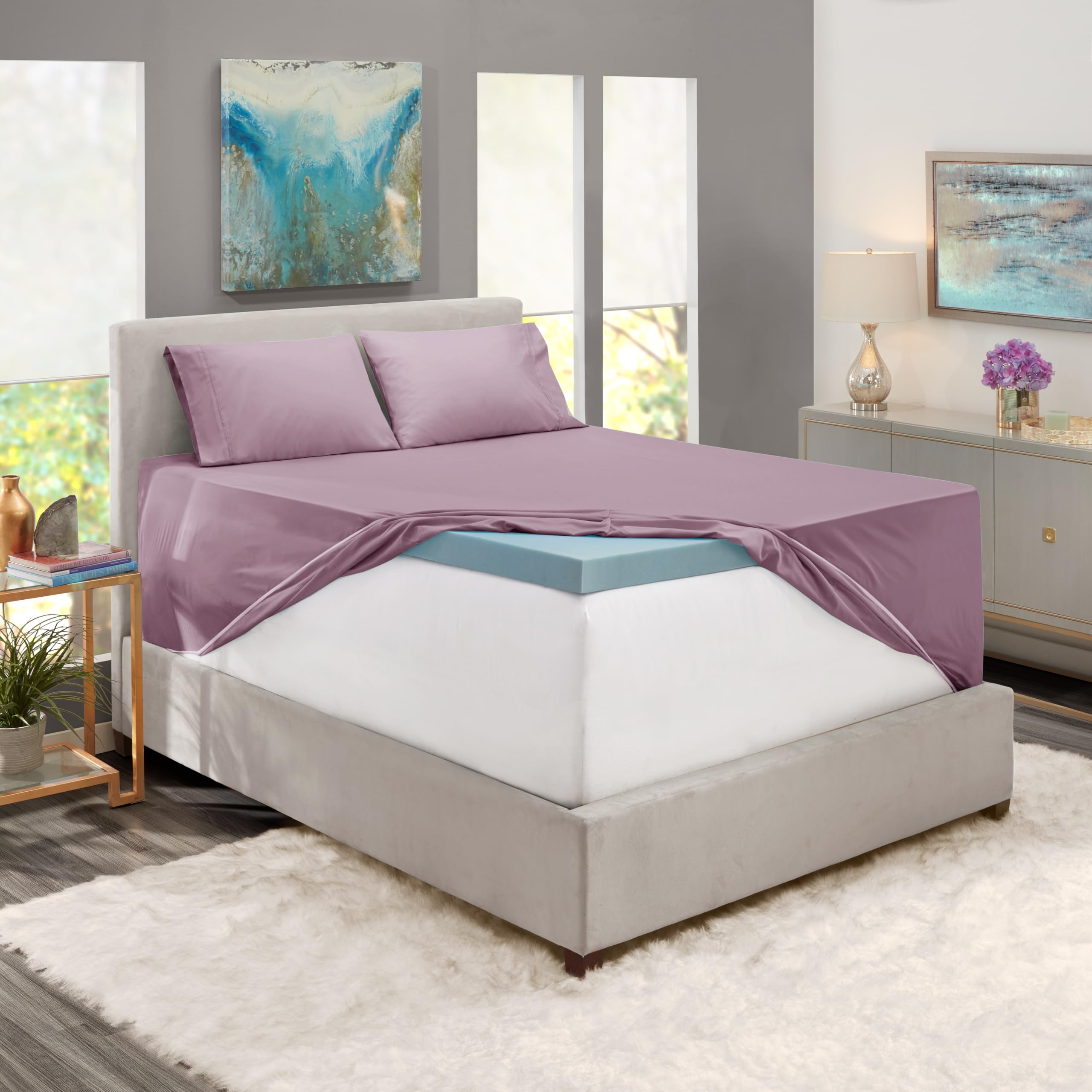 Nestl Extra Deep Pocket Sheets - Fits Mattress 18-24 Inches Deep, Extra Deep Pocket Full Size Sheets Sets, 4 Piece Full Size Sheets, Full Sheets Deep Pocket, Dusty Purple