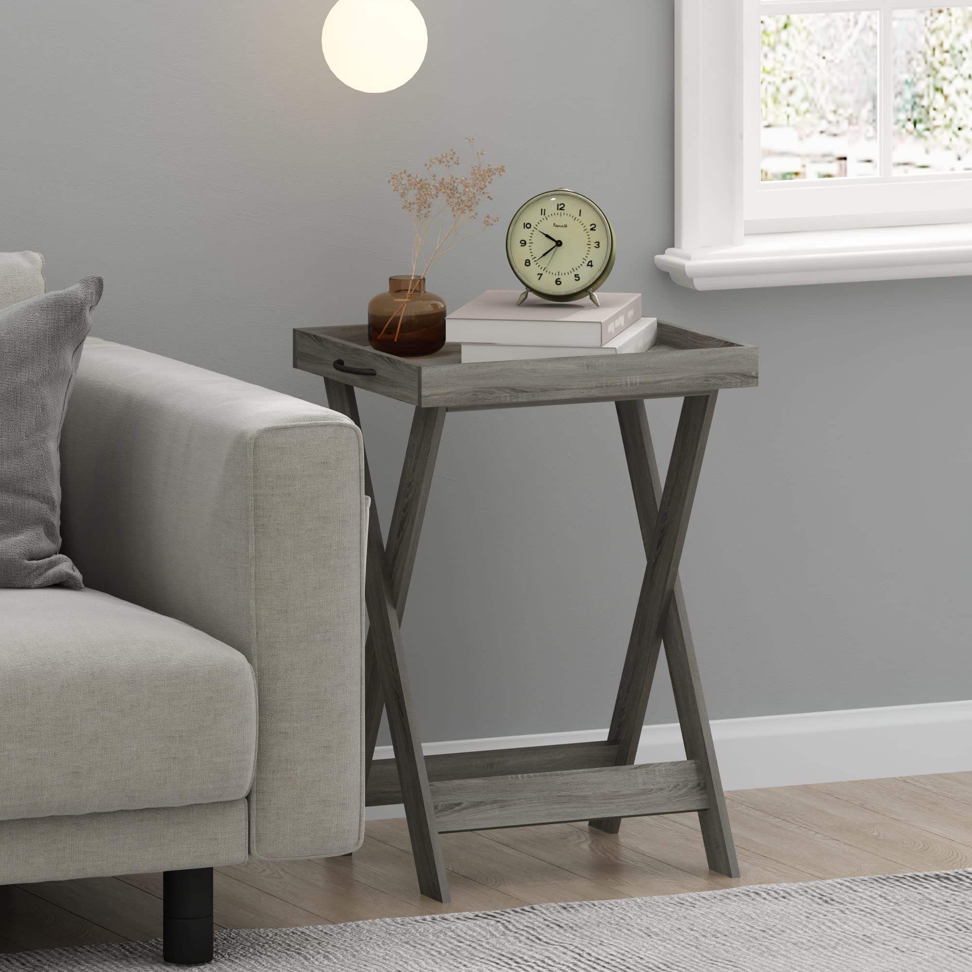 Furinno Classic Tray Table with Removable Tray, French Oak