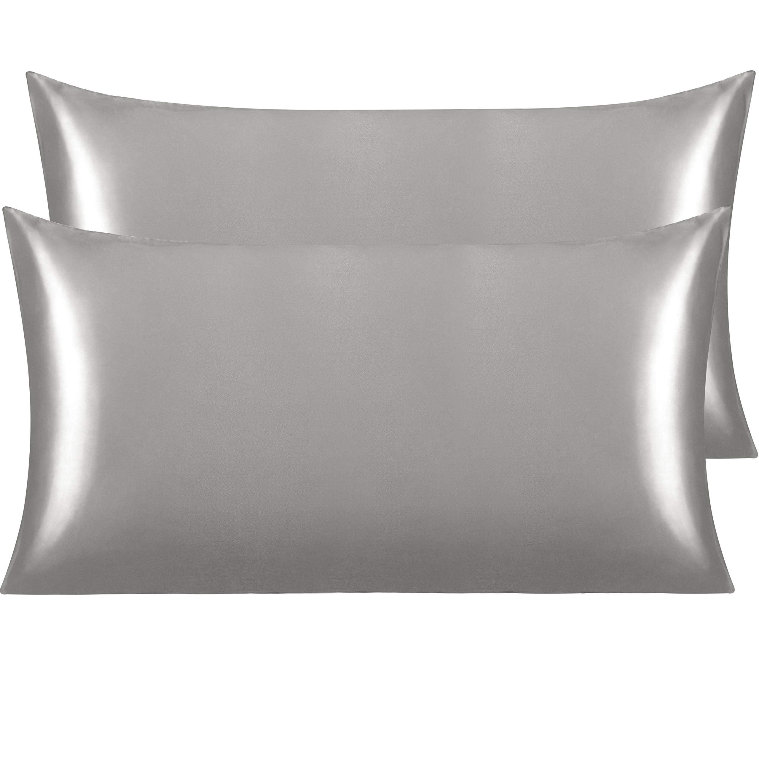 Ntbay 2 Pack Satin King Pillowcases For Hair And Skin, Luxurious And Silky Pillow Cases With Envelope Closure, 20X40 Inches, Grey