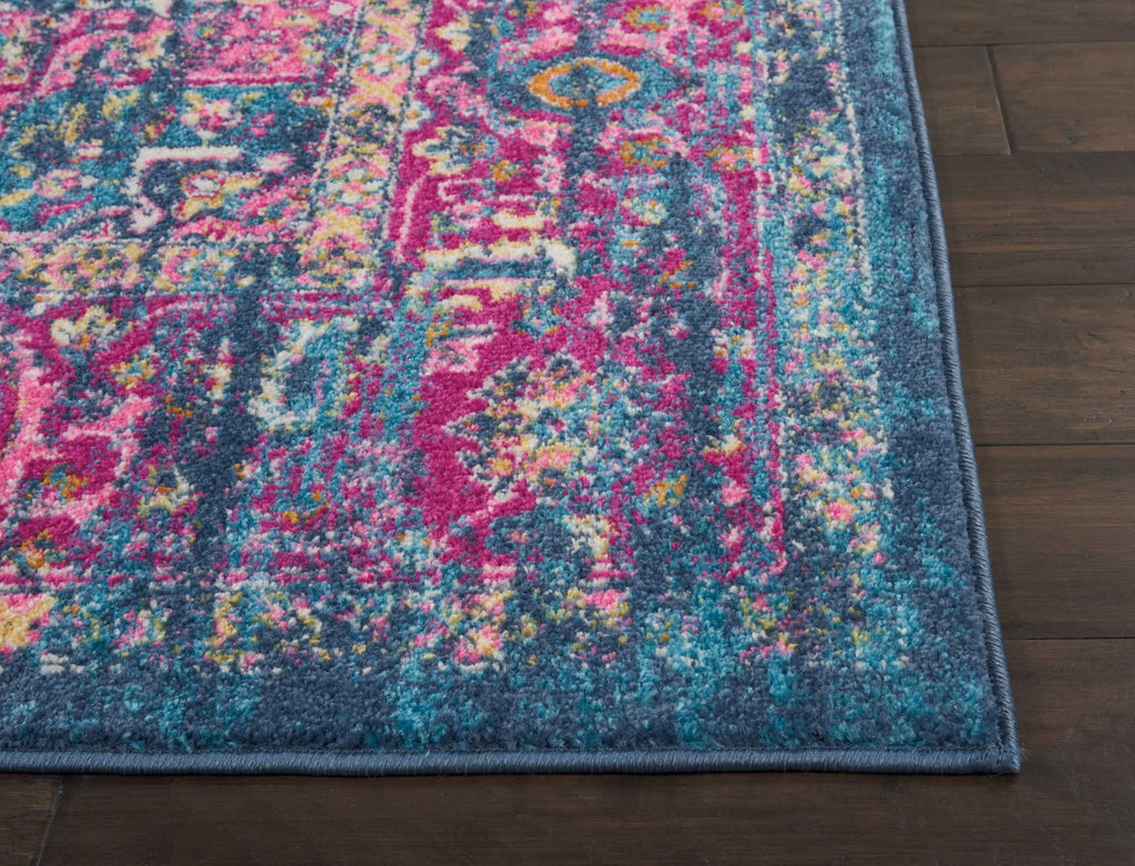 Nourison Passion Blue 6'7' X 9'6' Area Rug, Boho, Traditional, Easy Cleaning, Non Shedding, Bed Room, Living Room, Hallway, (7' X 10')