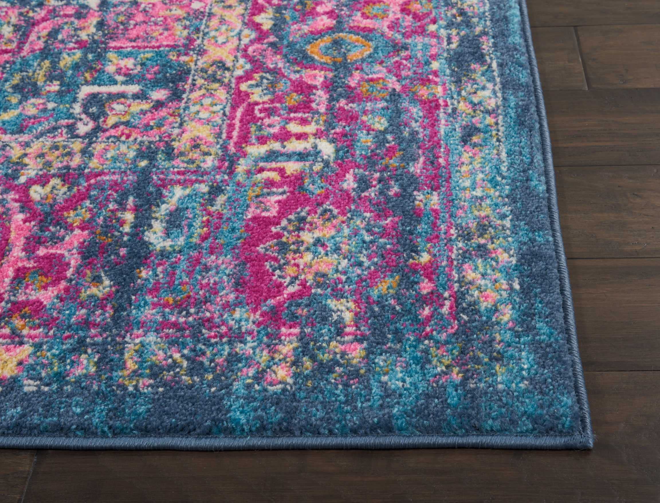 Nourison Passion Blue 6'7' X 9'6' Area Rug, Boho, Traditional, Easy Cleaning, Non Shedding, Bed Room, Living Room, Hallway, (7' X 10')