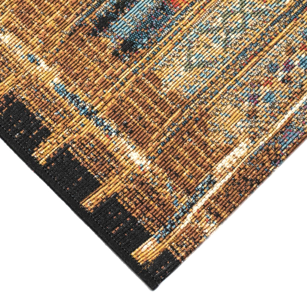 Liora Manne Marina Low Profile Durable Indoor/Outdoor Woven Rug- Tribal Stripe Gold 6'6' X 9'4'
