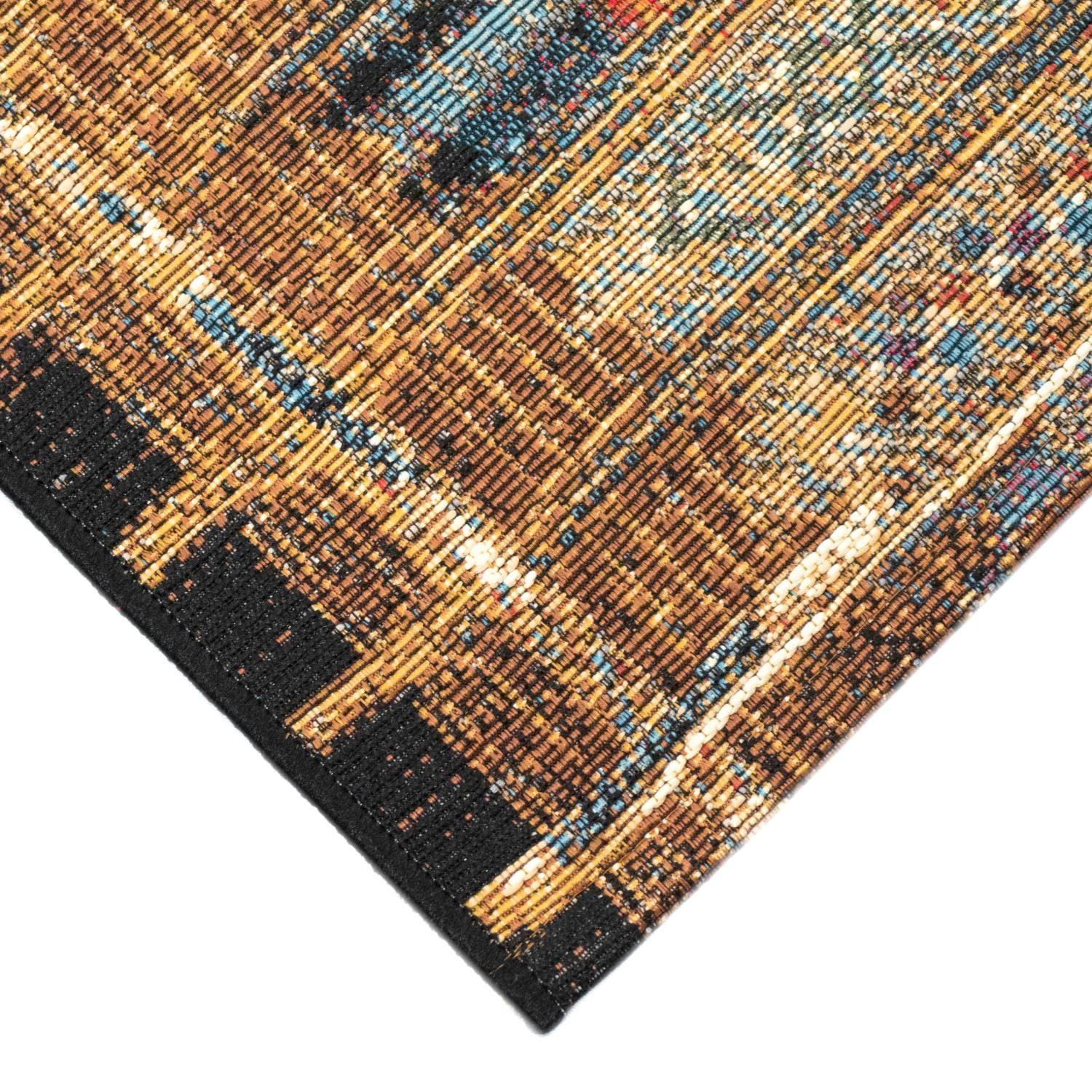 Liora Manne Marina Low Profile Durable Indoor/Outdoor Woven Rug- Tribal Stripe Gold 6'6' X 9'4'