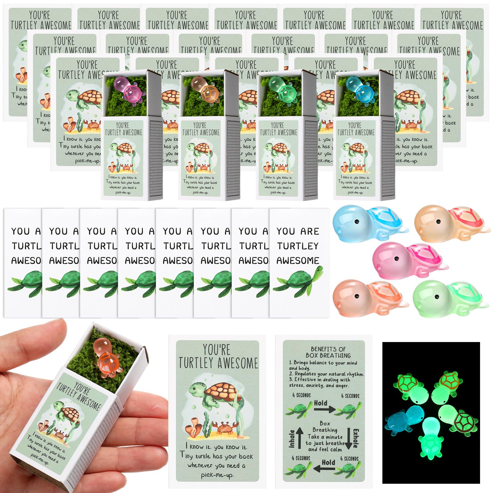 Wonderjune Positive Appreciation Gifts Bulk for Office Employee Coworkers Luminous Resin Emotional Support Animals with Card Gif