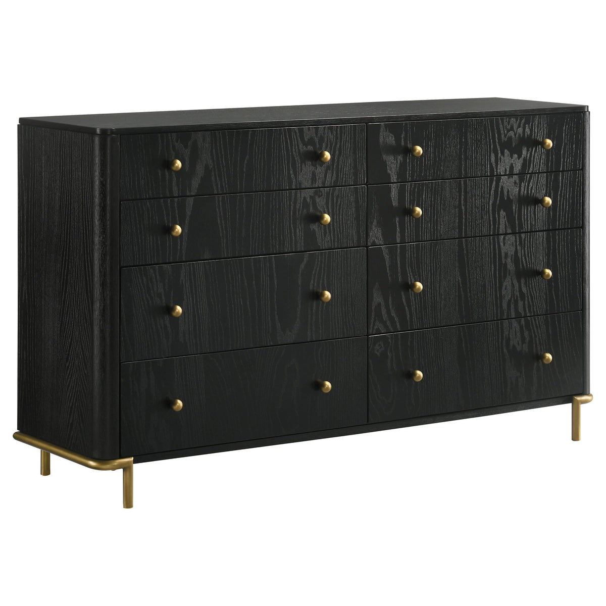 Coaster Home Furnishings Arini Coastal 63-inch 8-Drawer Bedroom Dresser Clothing Storage Cabinet Wide Chest of Drawers Organizer Unit Black 224333