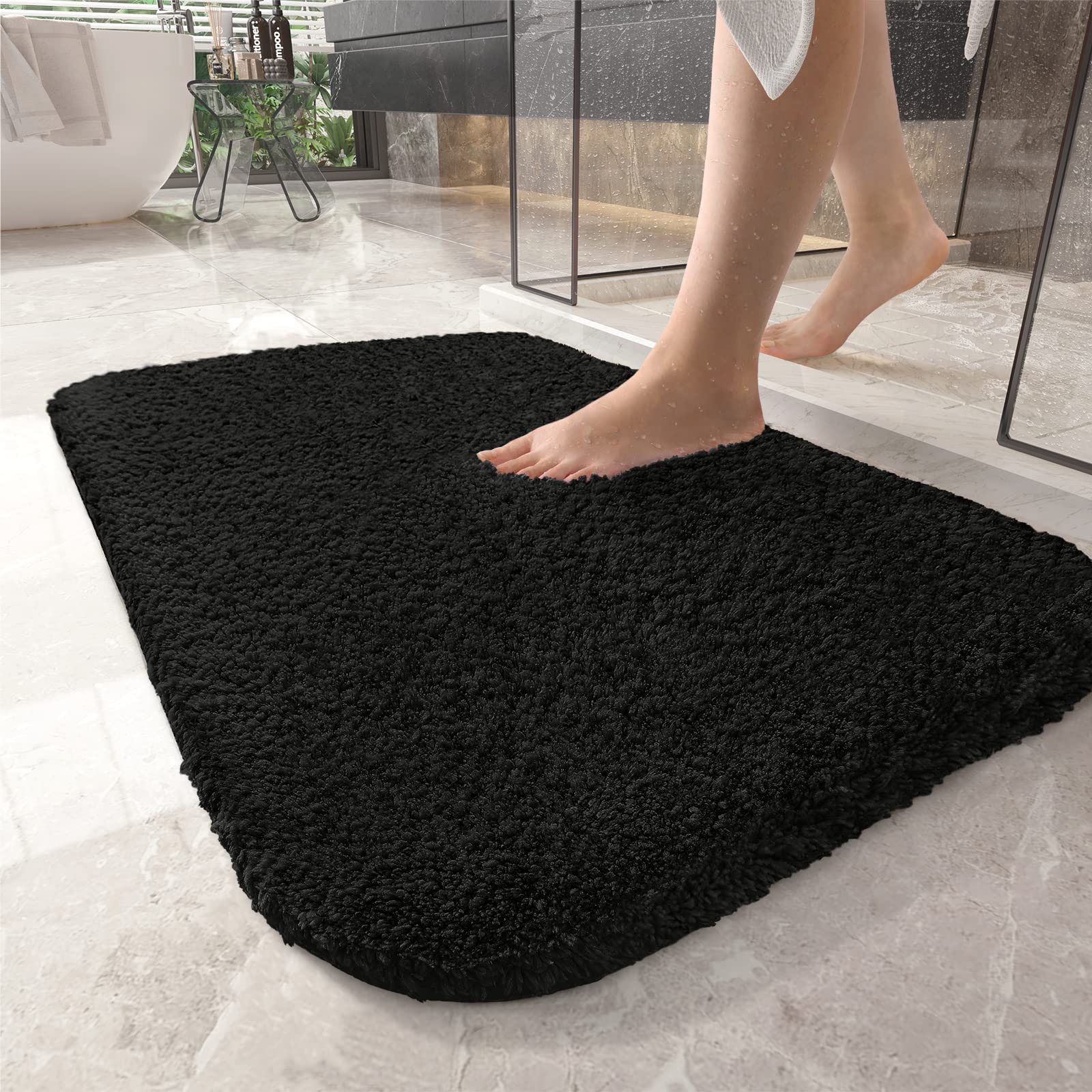 Color&Geometry Black Bathroom Rugs 20   x32   - Upgrade Your Bathroom with Soft Thick Black Bath Mat- Non Slip, Plush, Absorbent