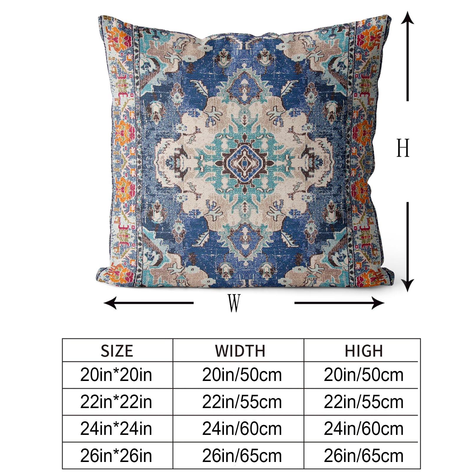 Snycler Boho Throw Pillow Covers 22X22 Inch Set Of 2 Boho Rug Carpet Double Sided Pattern Cotton Soft Pillow Case Cushion Cover