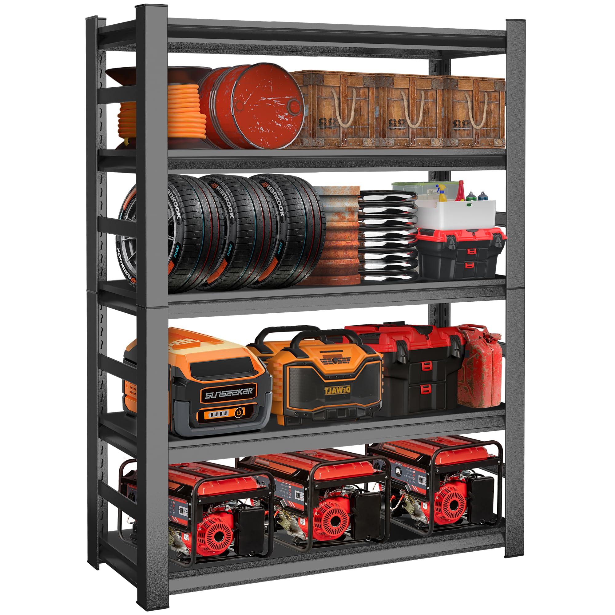 Garage Shelving Unit and Storage-Easy Assembly Metal Shelves 5-Tier Rack|Heavy-Duty Adjustable Shelf|Steel Rust-Resistant Shelve