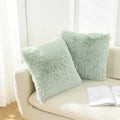 Nordeco Home Luxury Soft Faux Fur Fleece Cushion Cover Pillowcase Decorative Throw Pillows Covers,No Pillow Insert,Sage Green,2