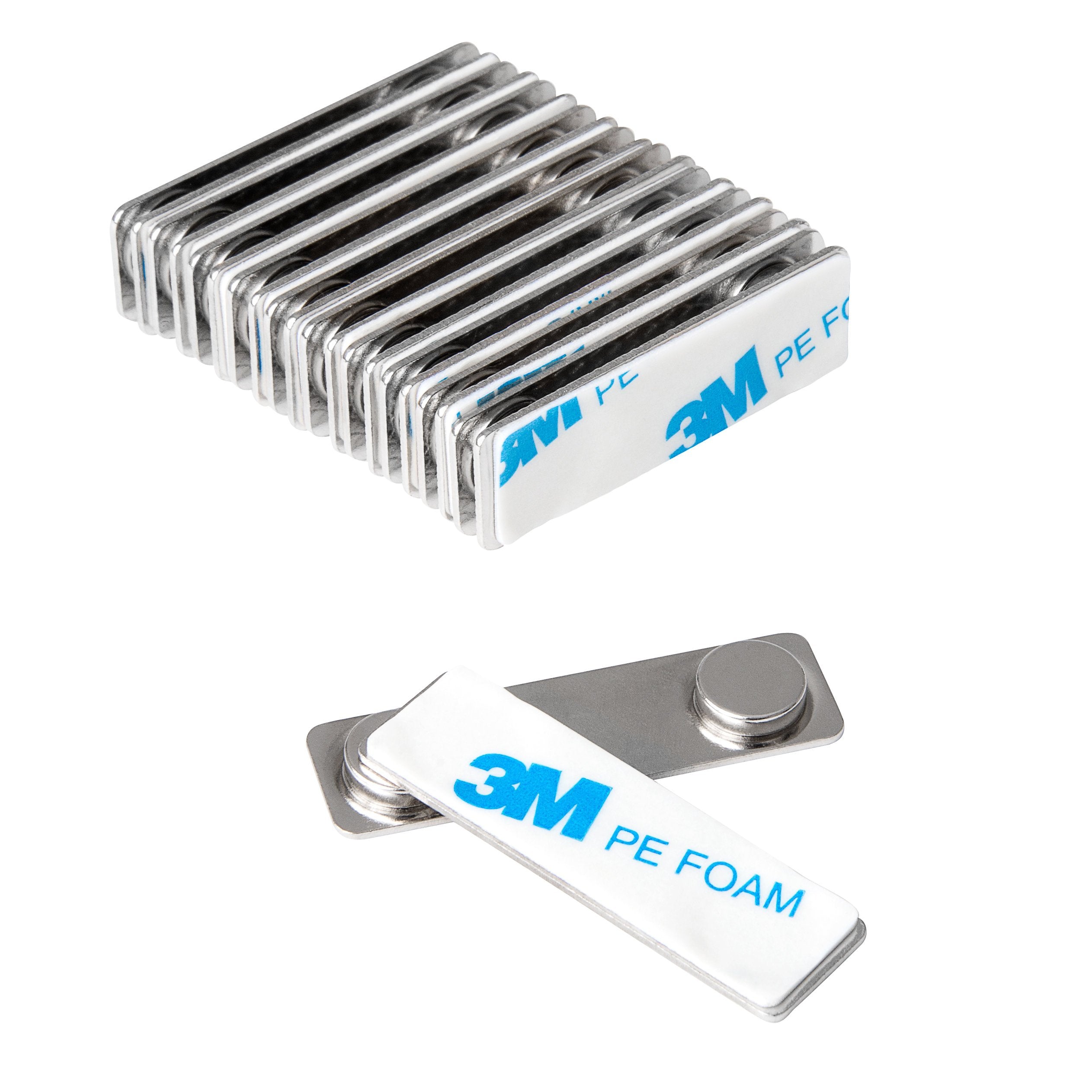 Totalelement Magnetic Name Tag/Id Badge Holder, Strong Fastener With 3M Adhesive On Front Plate (Silver) 10-Pack