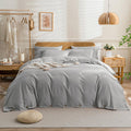 Jellymoni Bedding Duvet Cover Set - 100% Washed Cotton Linen Like Textured Comforter Cover California King, 3 Pieces Breathable